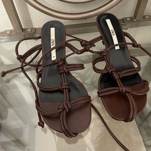 Zara Brown Strappy Heels